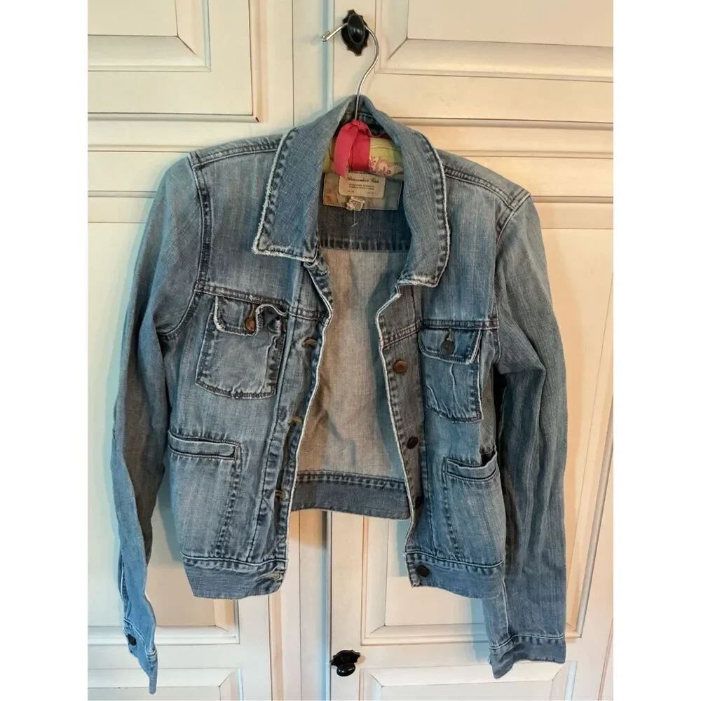 Vintage Abercrombie & Fitch Denim Blue Jean Jacket Sz M Y2K